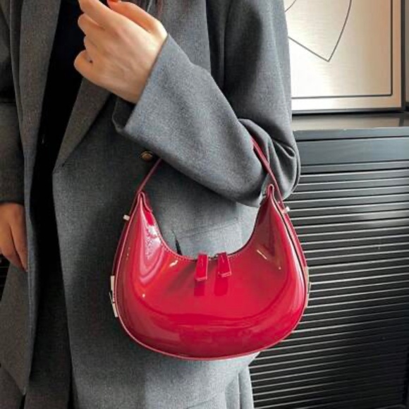 Cherry Red PU Leather Crescent Mini bag - Picture 2 of 6